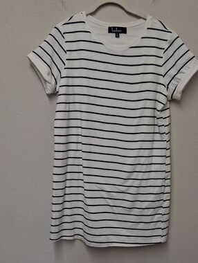 Lulu's White and Black Striped Tee Dress